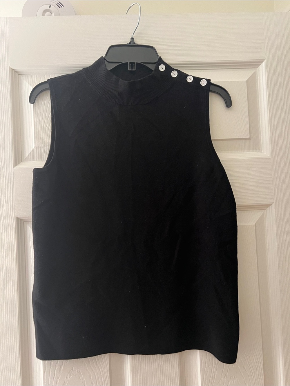 Talbots Black Sleeveless Mock Neck Tank with Shoulder Buttons